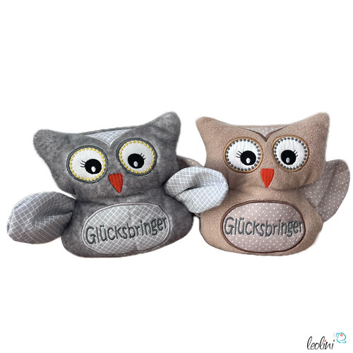 LeoliniKuscheltier EULE LEO in grau | Glücksbringer Eule | personalisierbar mit NameKuscheltiere