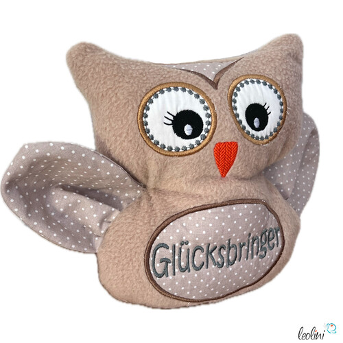 LeoliniKuscheltier EULE LEO in beige | Glücksbringer Eule | personalisierbar mit NameKuscheltiere