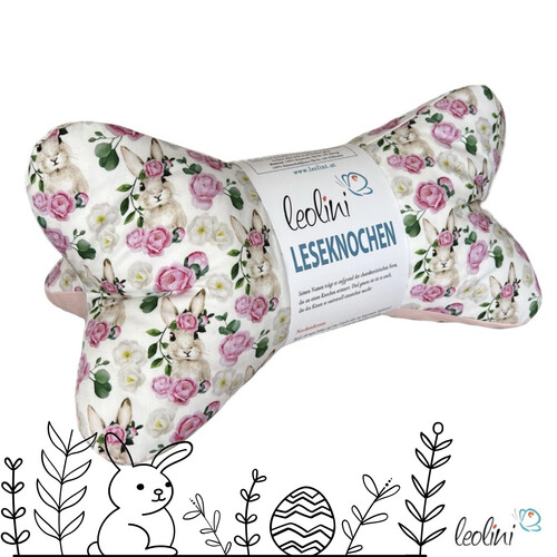 LeoliniLeseknochen personalisierbar HASE | Nackenkissen | handgemachtKinder Leseknochen