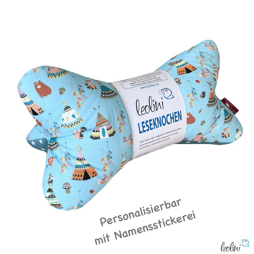 LeoliniLeseknochen personalisierbar | Nackenkissen FUCHS - BÄR - NATIVE AMERICANS | handgemachtKinder Leseknochen