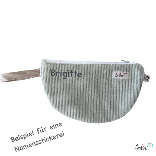 LeoliniMäppchen Allzwecktasche aus Cord | Schminktasche PERSONALISIERBAR mit Name| PISTAZIESchminktaschen