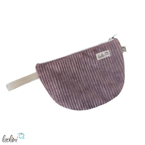 LeoliniLeoliniMäppchen Allzwecktasche aus Cord | Schminktasche PERSONALISIERBAR mit Name | DUNKELMAUVESchminktaschen