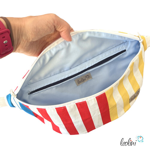 LeoliniBauchtasche XL | Crossbody-Bag | Gürteltasche aus CANVAS - STREIFEN Gelb RotTaschen mit Stickerei und Basic Taschen