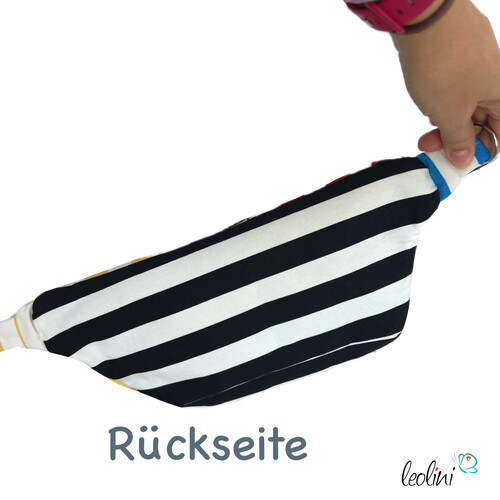LeoliniBauchtasche XL | Crossbody-Bag | Gürteltasche aus CANVAS - STREIFEN Gelb RotTaschen mit Stickerei und Basic Taschen