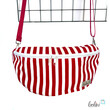 LeoliniBauchtasche XL | Crossbody-Bag | Gürteltasche aus CANVAS - STREIFEN ROT-WEISSTaschen mit Stickerei und Basic Taschen