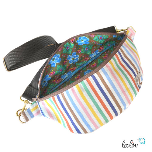 Bauchtasche XL | Crossbody-Bag | Gürteltasche aus Canvas Pastell Streifen