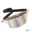 LeoliniBauchtasche XL | Crossbody-Bag | Gürteltasche aus CANVAS - Pastell StreifenTaschen mit Stickerei und Basic Taschen