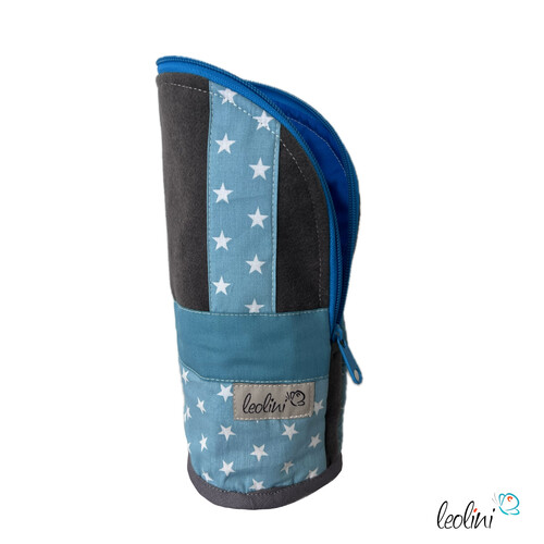 LeoliniStehende Stiftetasche Leo | Federpennal Federmäppchen STERNE TÜRKIS | personalisierbar mit NamenStehende Stiftetaschen LEO
