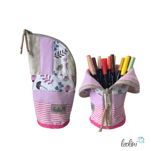 LeoliniLeoliniStehende Stiftetasche Leo | Federpennal Federmäppchen ROSA STREUBLUMEN | personalisierbar mit NamenStehende Stiftetaschen LEO