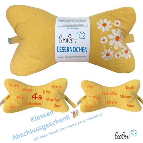 LeoliniKlassenabschlussgeschenk für Lehrerinnen & Lehrer - Leseknochen personalisiert inkl. Schülernamen | GÄNSEBLÜMCHENKinder Leseknochen