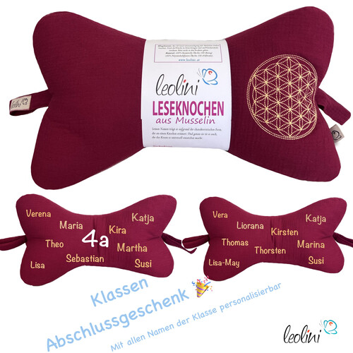 LeoliniKlassenabschlussgeschenk für Lehrerinnen & Lehrer - Leseknochen personalisiert inkl. Schülernamen | BLUME DES LEBENSKinder Leseknochen