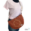 LeoliniMoonbag mit Lotus des Lebens Stickerei in ROST aus Breitcord | Umhängetasche | handgefertigtTaschen mit Stickerei und Basic Taschen