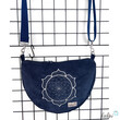 LeoliniMoonbag mit Lotus des Lebens Stickerei in BLAU aus Breitcord | Umhängetasche | handgefertigtTaschen mit Stickerei und Basic Taschen