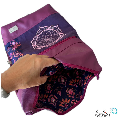 LeoliniFoldover Tasche mit Lotus des Lebens Stickerei | MAGENTA LILA | mit AußenfachTaschen mit Stickerei und Basic Taschen