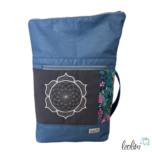 LeoliniFoldover Tasche mit Lotus des Lebens Stickerei | BLAU | mit AußenfachTaschen mit Stickerei und Basic Taschen
