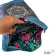 LeoliniFoldover Tasche mit Lotus des Lebens Stickerei | BLAU | mit Außenfach