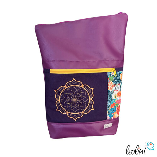 Foldover Tasche mit Lotus des Lebens Stickerei | MAGENTA ORANGE | mit AußenfachTaschen mit Stickerei und Basic Taschen