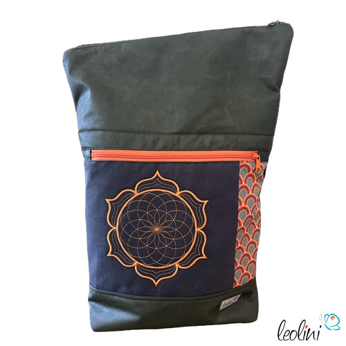 LeoliniFoldover Tasche mit Lotus des Lebens Stickerei | OLIV | mit AußenfachTaschen mit Stickerei und Basic Taschen