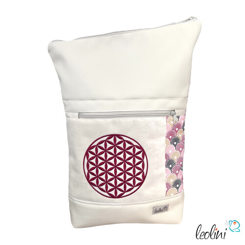 LeoliniFoldover Tasche mit Blume des Lebens Stickerei | BEIGE WEINROT | mit AußenfachTaschen mit Stickerei und Basic Taschen