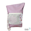 Foldover Tasche Blumen des Lebens Stickerei metallic rosa
