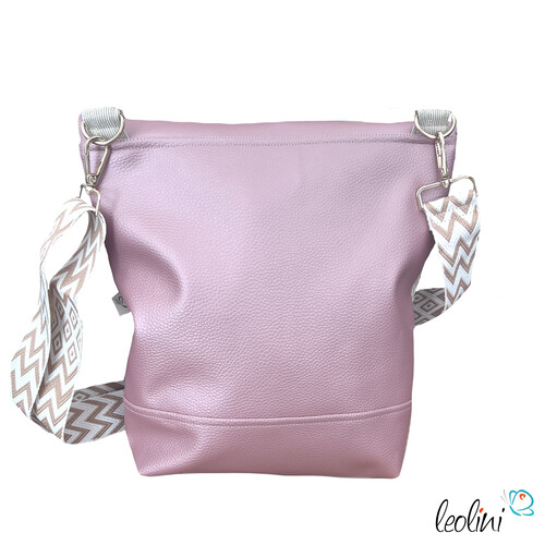 Foldover Tasche Blumen des Lebens Stickerei metallic rosa
