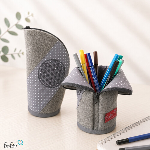 Stehende Stiftetasche Leo | Federpennal Blume des Lebens personalisierbar