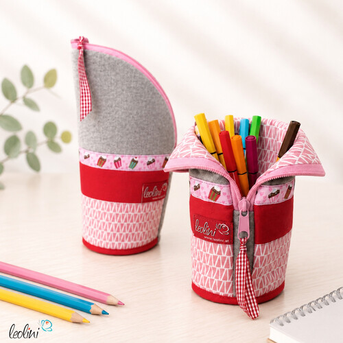 Stehende Stiftetasche Leo | Federpennal Cupcake rosa personalisierbar