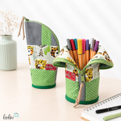 Stehende Stiftetasche Leo | Federpennal mit Tiger personalisierbar mit Name