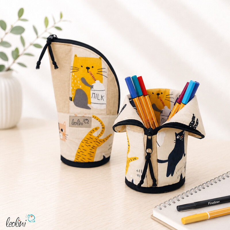 LeoliniStehende Stiftetasche Leo | Federpennal Federmäppchen Cool Cats | personalisierbar mit NamenStehende Stiftetaschen LEO