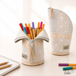 LeoliniStehende Stiftetasche Leo | Federpennal Federmäppchen GÄNSEBLÜMCHEN und SPITZENBORTE | personalisierbar mit NamenStehende Stiftetaschen LEO