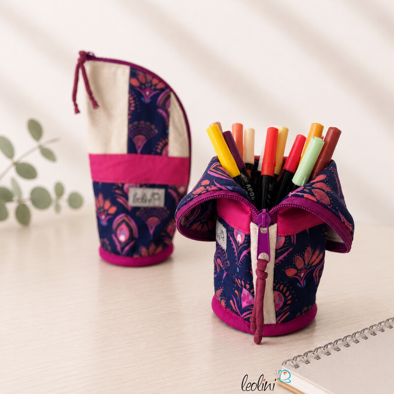 LeoliniStehende Stiftetasche Leo | Federpennal Federmäppchen ORNAMENTE PINK | personalisierbar mit NamenStehende Stiftetaschen LEO