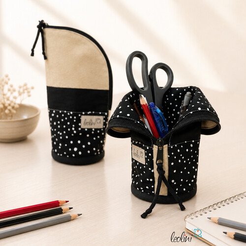 Stehende Stiftetasche Leo | Federpennal Federmäppchen PÜNKTCHEN | personalisierbar mit Namen