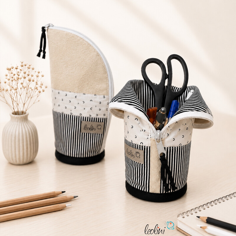 LeoliniStehende Stiftetasche Leo | Federpennal Federmäppchen STREIFEN | personalisierbar mit NamenStehende Stiftetaschen LEO
