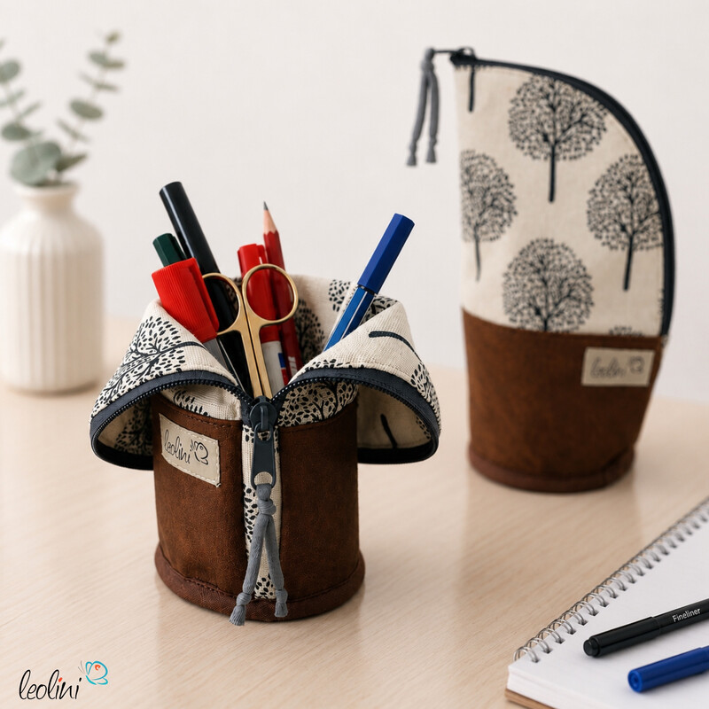 Stehende Stiftetasche Leo | Federpennal Schminktasche LEBENSBAUM | LederimitatStehende Stiftetaschen LEO
