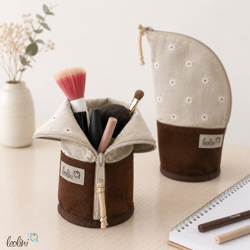 LeoliniStehende Stiftetasche Leo | Federpennal Schminktasche GÄNSEBLÜMCHEN | Lederimitat
