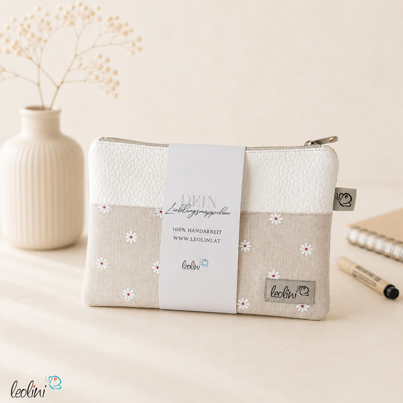 LeoliniMäppchen | Allzwecktasche | Schminktasche PERSONALISIERBAR | GÄNSEBLÜMCHEN | ZipptascheSchminktaschen