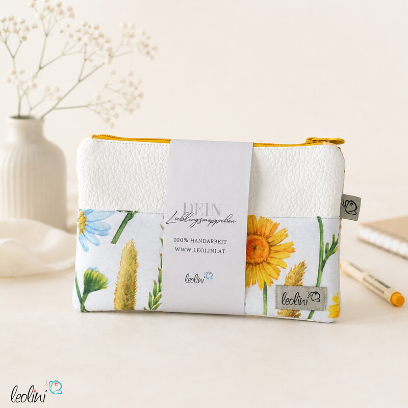 LeoliniMäppchen | Allzwecktasche | Schminktasche PERSONALISIERBAR | SONNENBLUME | ZipptascheSchminktaschen