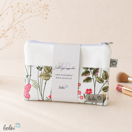 Mäppchen Allzwecktasche | Schminktasche PERSONALISIERBAR | Blumen pink | Zipptasche