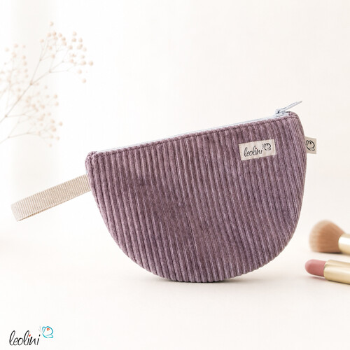 Mäppchen Allzwecktasche aus Cord | Schminktasche PERSONALISIERBAR mit Name | DUNKELMAUVE