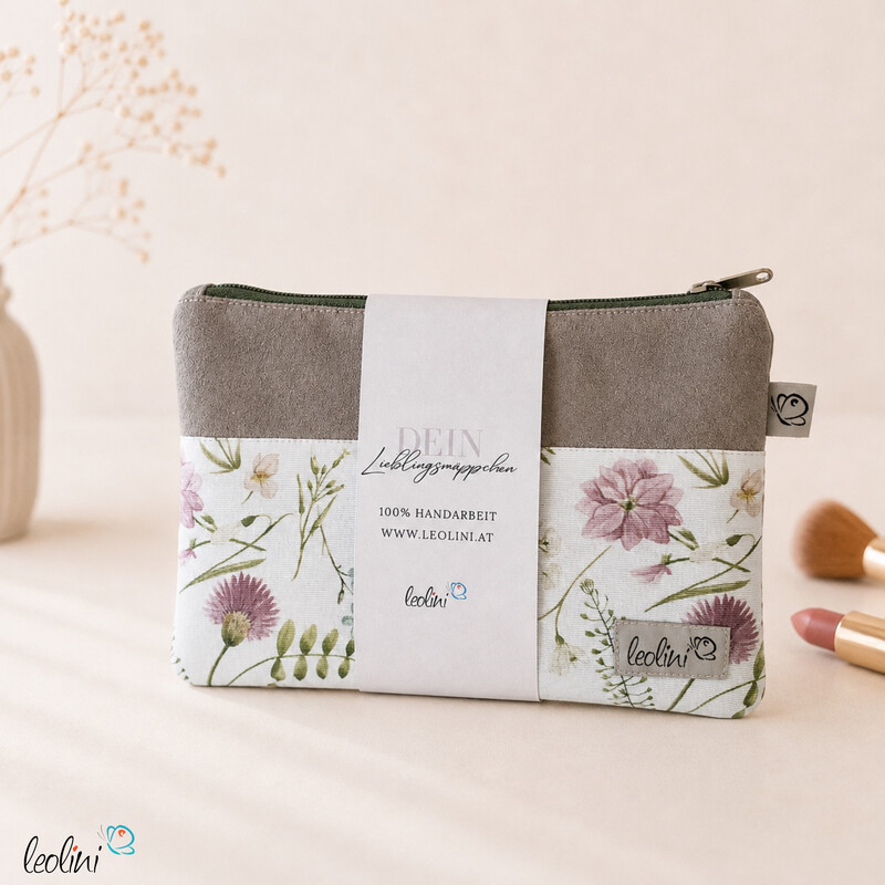 LeoliniMäppchen | Allzwecktasche | Schminktasche PERSONALISIERBAR | Blumenwiese | ZipptascheSchminktaschen