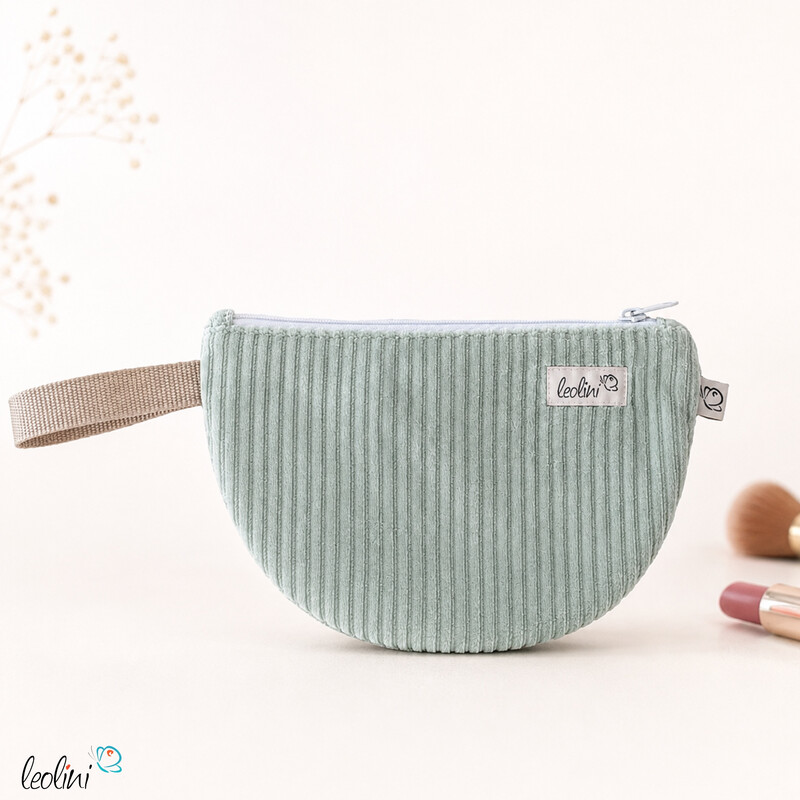 LeoliniMäppchen Allzwecktasche aus Cord | Schminktasche PERSONALISIERBAR mit Name| PISTAZIESchminktaschen