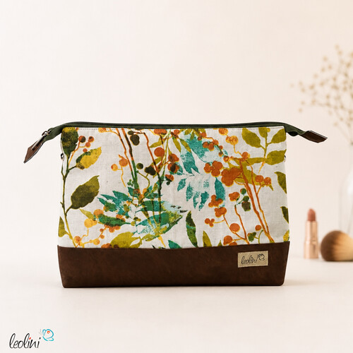 Große Kosmetiktasche | Kulturbeutel mit vielen Fächern WIESE | Handarbeit von Leolini