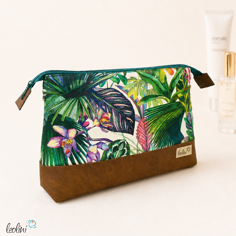 LeoliniGroße Kosmetiktasche | Kulturbeutel mit vielen Fächern ORCHIDEEN | Handarbeit von LeoliniKosmetiktaschen