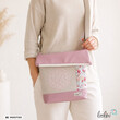 Foldover Tasche Blumen des Lebens Stickerei metallic rosa