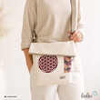 LeoliniFoldover Tasche mit Blume des Lebens Stickerei | BEIGE WEINROT | mit AußenfachTaschen mit Stickerei und Basic Taschen