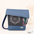 LeoliniFoldover Tasche mit Lotus des Lebens Stickerei | BLAU | mit AußenfachTaschen mit Stickerei und Basic Taschen
