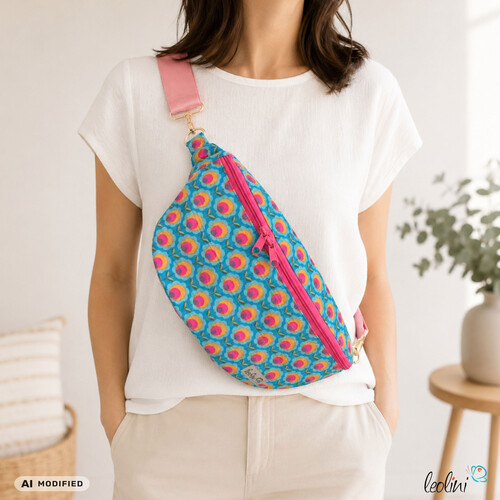 Bauchtasche XL | Crossbody-Bag | Gürteltasche aus RIBCORD Blumenmuster