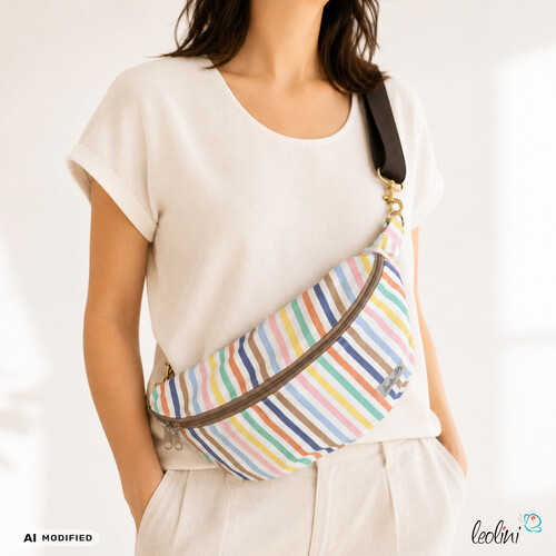 Bauchtasche XL | Crossbody-Bag | Gürteltasche aus CANVAS - Pastell Streifen