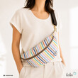LeoliniBauchtasche XL | Crossbody-Bag | Gürteltasche aus CANVAS - Pastell StreifenTaschen mit Stickerei und Basic Taschen