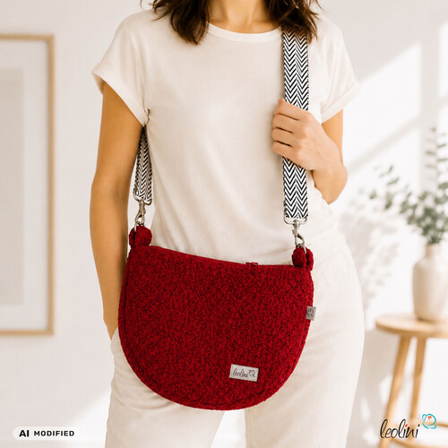Bouclé Tasche Umhängetasche | Moonbag | Felltasche | handgefertigt in ROT